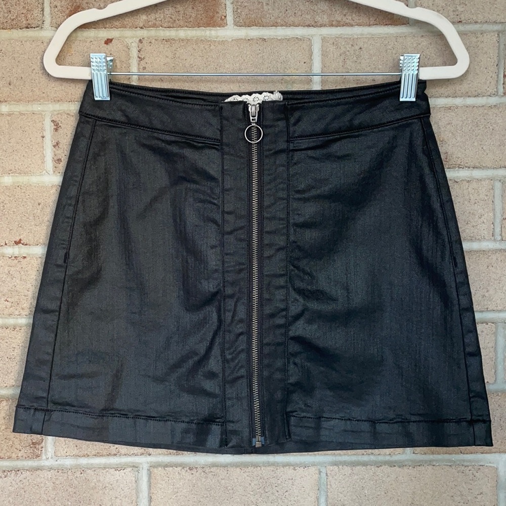 Altar'd State Metallic Zip-up Mini Skirt